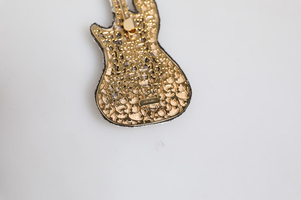 Dolce & Gabbana Gold Brass Guitar Pin Brooch