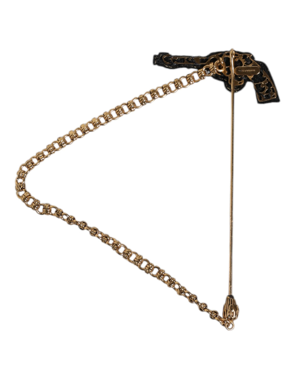 Dolce & Gabbana Brass and Copper Revolver Brooch Lapel Pin in Black and Gold