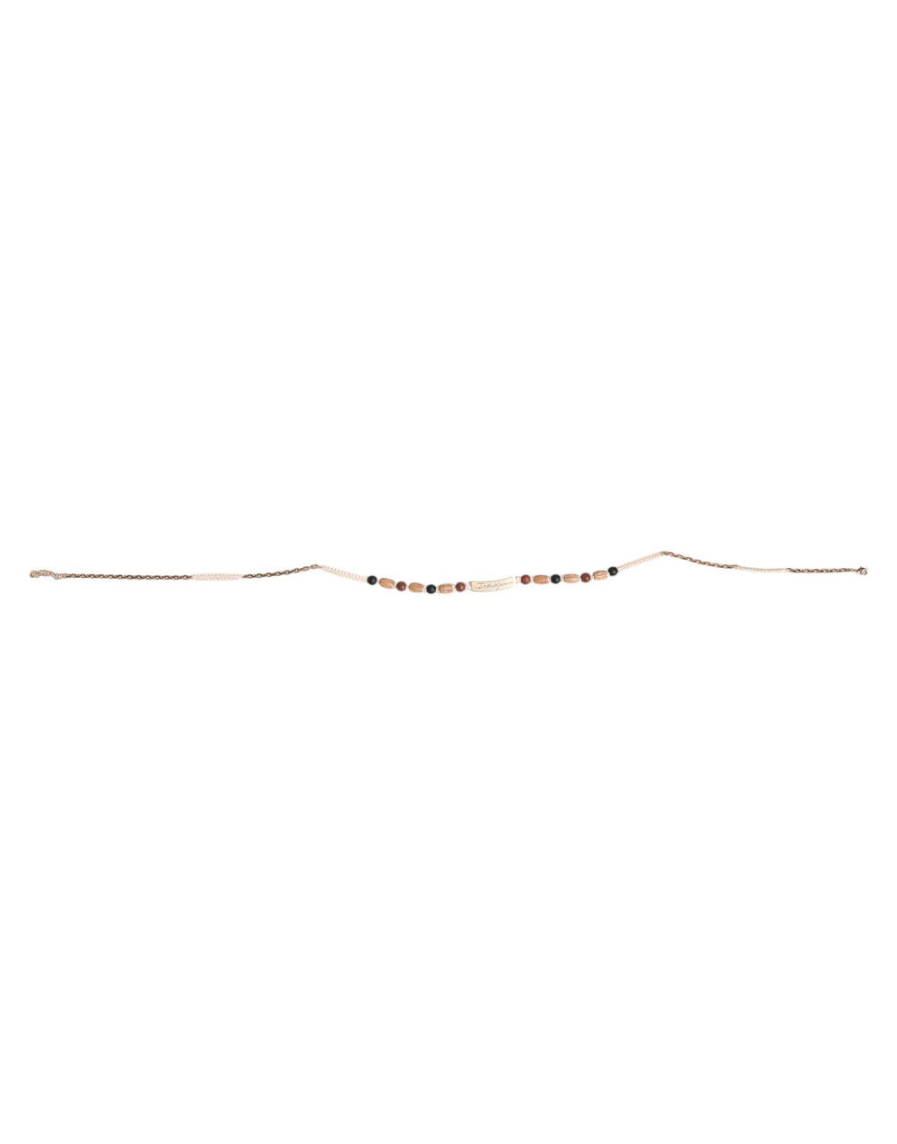 Dolce & Gabbana Wooden Beaded Pendant Necklace in Black and Gold
