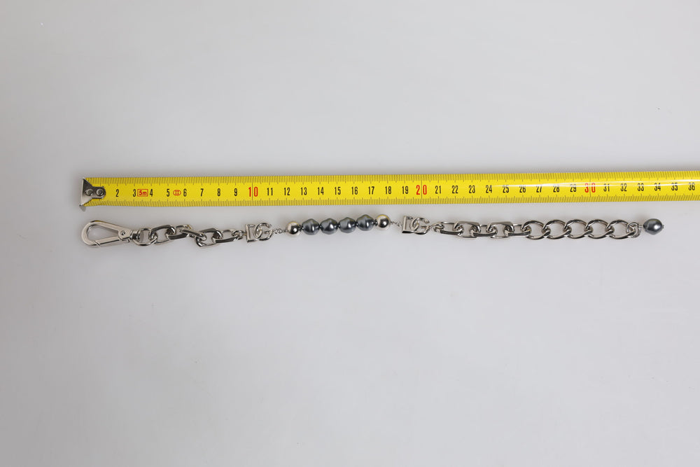 Dolce & Gabbana Silver-Tone Chain Bracelet with Gray Pearls