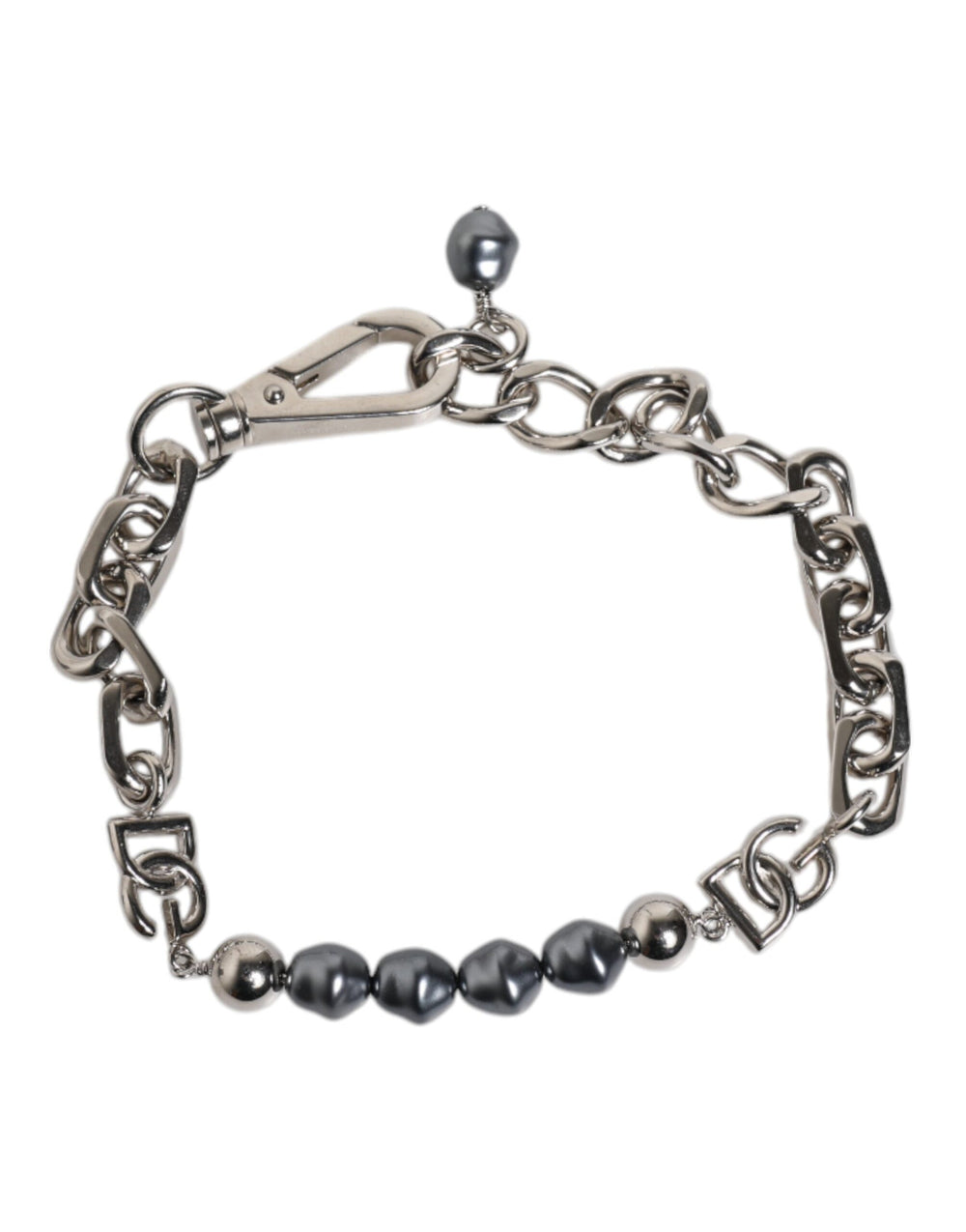 Dolce & Gabbana Silver-Tone Chain Bracelet with Gray Pearls