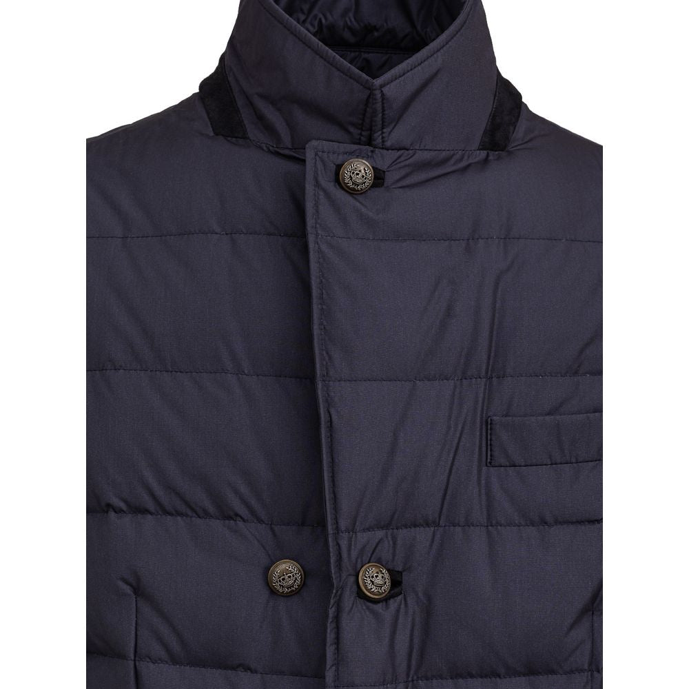 Dolce & Gabbana Polyester Double-Breasted Coat in Blue