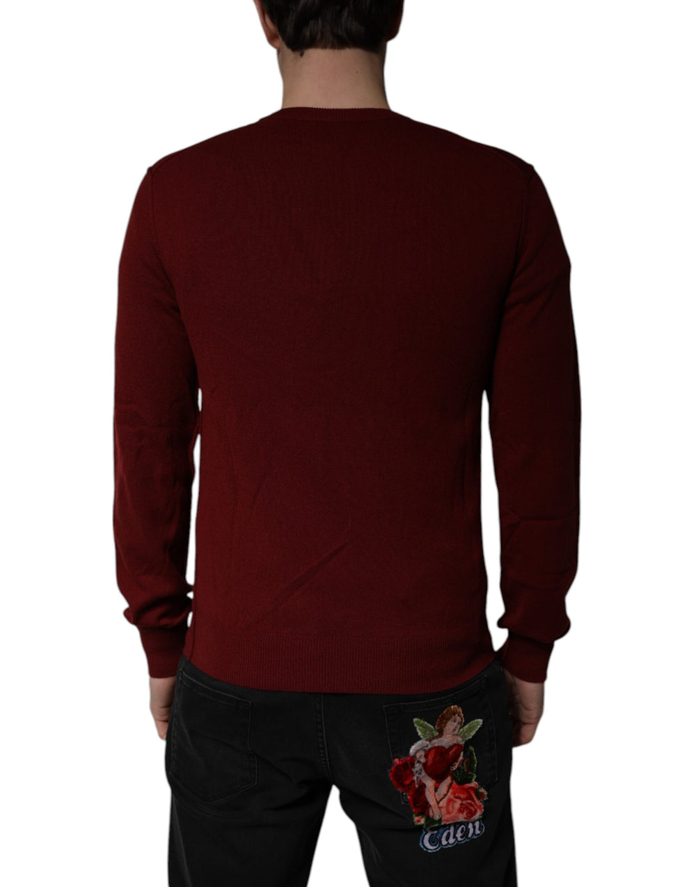 Dolce & Gabbana 100% Cashmere V-Neck Sweater in Maroon