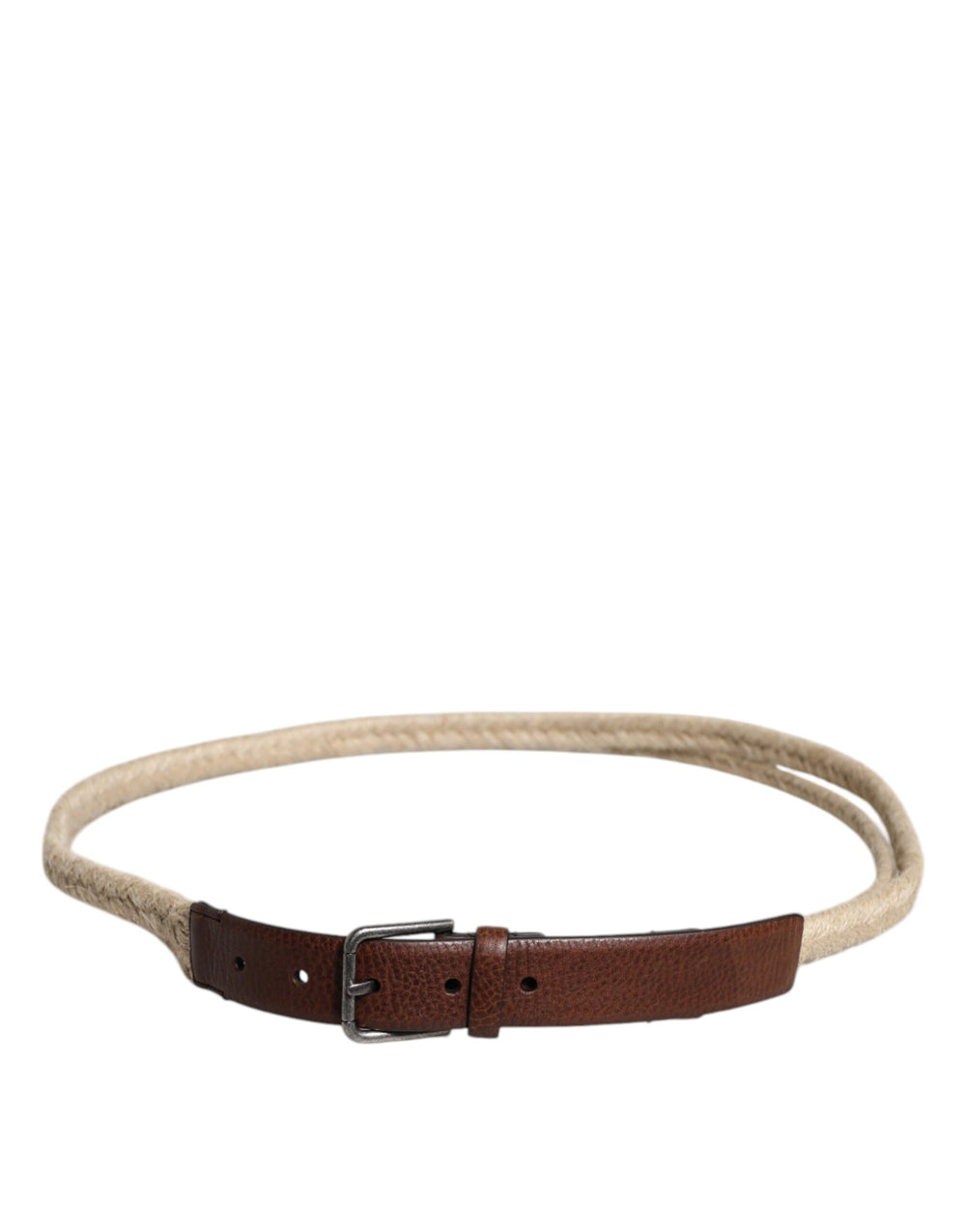 Dolce & Gabbana Jute and Calf Leather Woven Belt in Brown