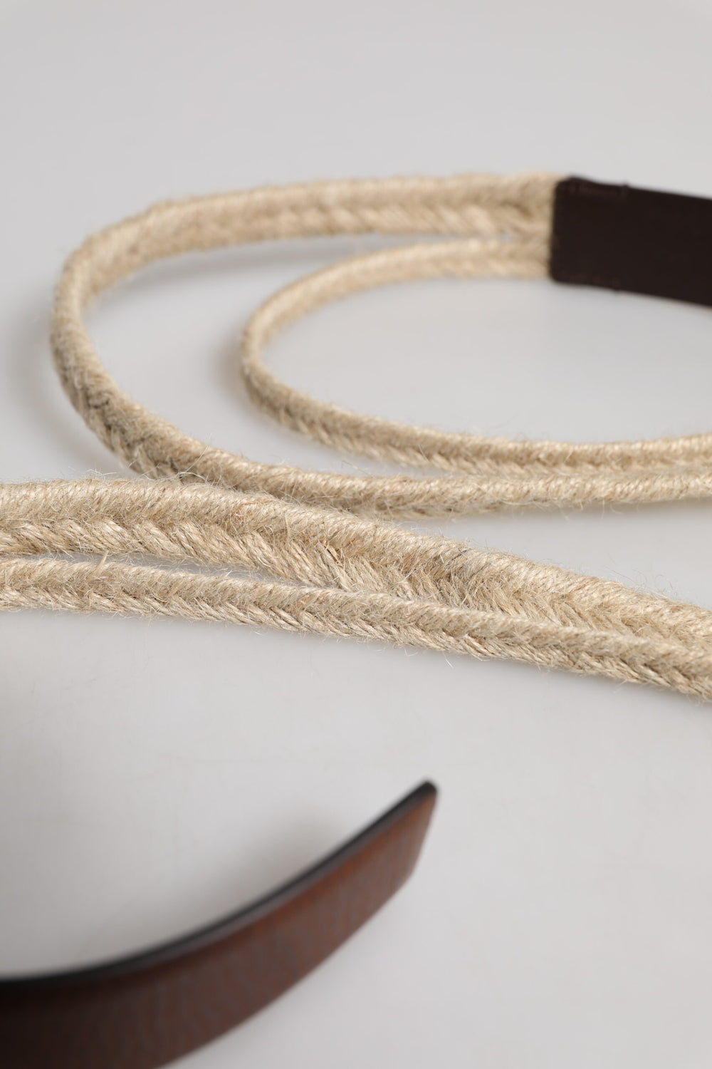 Dolce & Gabbana Jute and Calf Leather Woven Belt in Brown