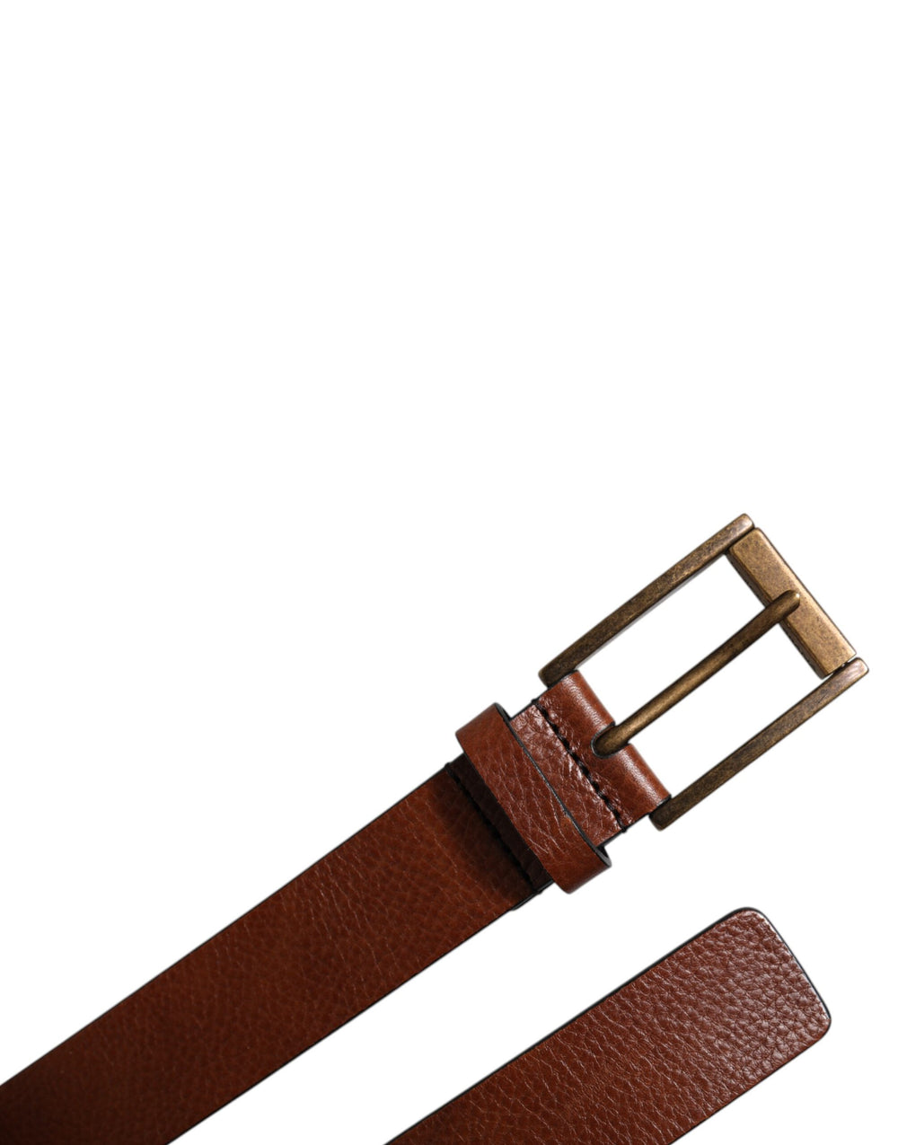 Dolce & Gabbana Calf Leather Belt with Bronze Buckle in Brown
