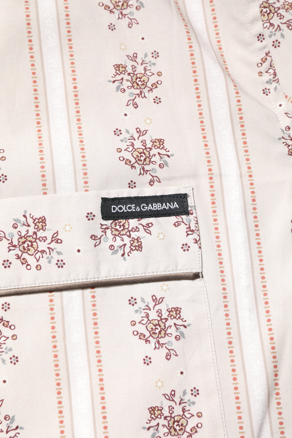Dolce & Gabbana Floral Print Cotton Pyjama Set in Beige