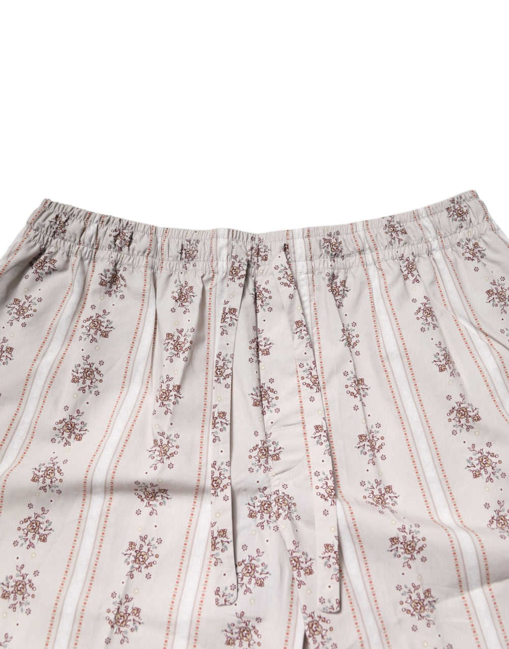 Dolce & Gabbana Floral Print Cotton Pyjama Set in Beige