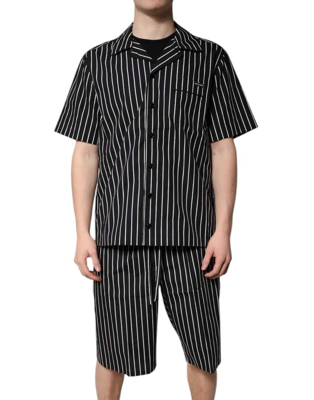 Black White Stripes Cotton Men Pajama Set Sleepwear mens luxury fashion - Mens Edit