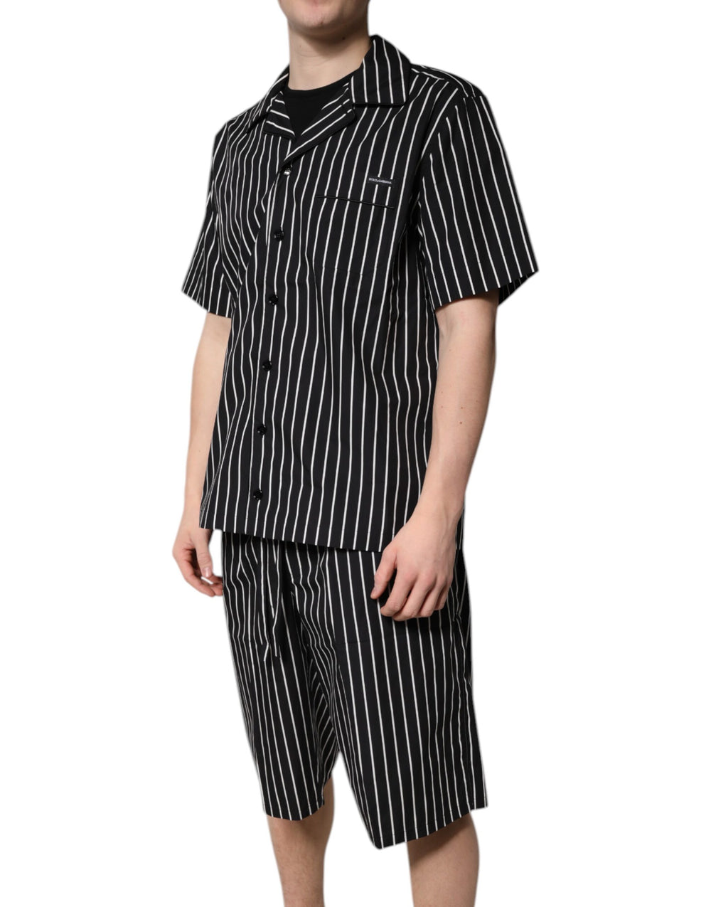 Dolce & Gabbana Cotton Poplin Pyjama Set in Black and White Stripes