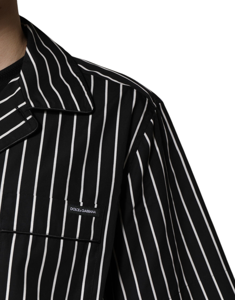 Dolce & Gabbana Cotton Poplin Pyjama Set in Black and White Stripes
