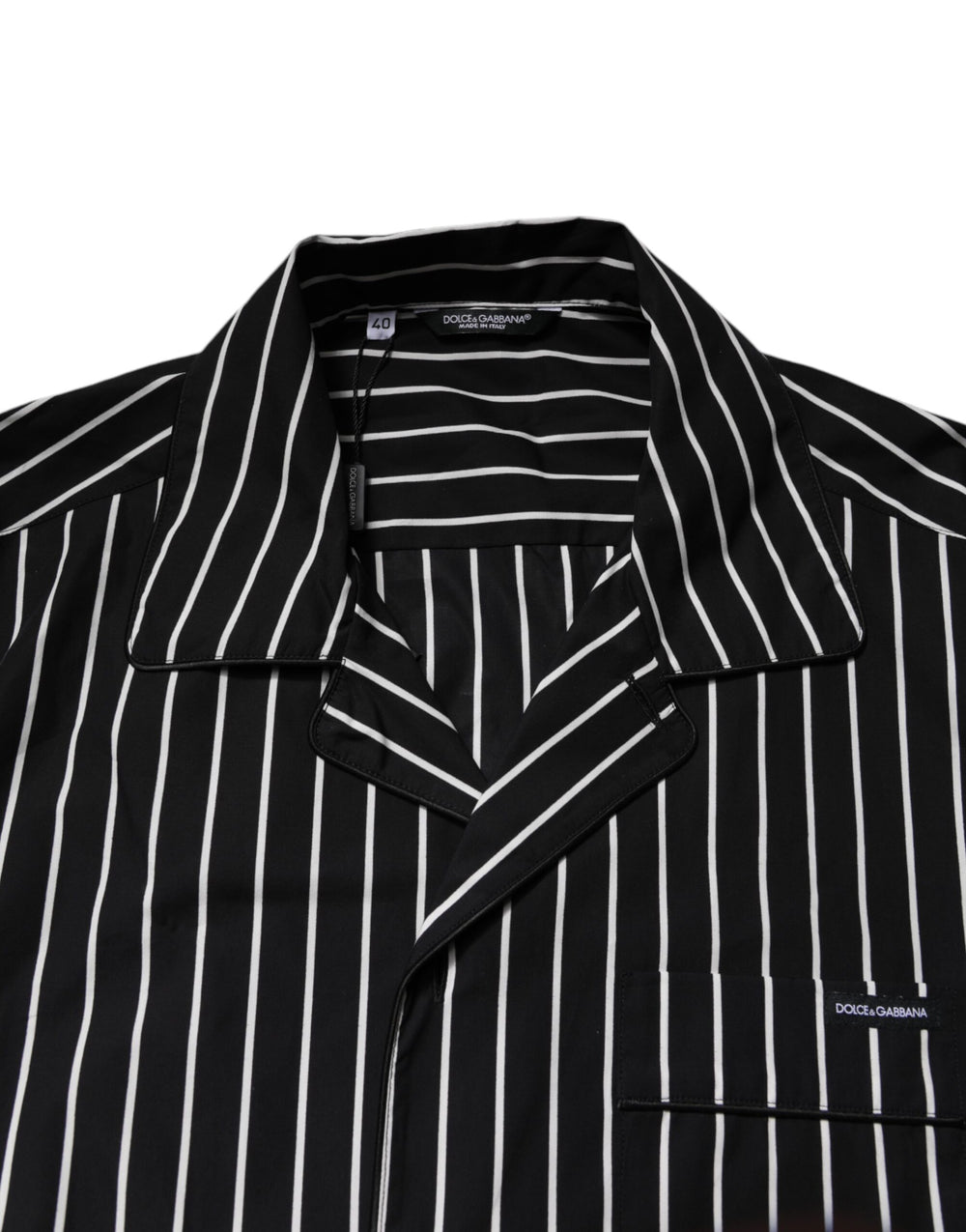 Dolce & Gabbana Cotton Poplin Pyjama Set in Black and White Stripes