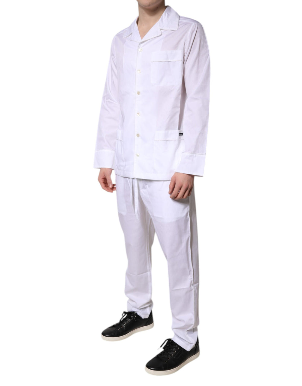 Dolce & Gabbana 100% Cotton Shirt and Pants Pyjama Set in White