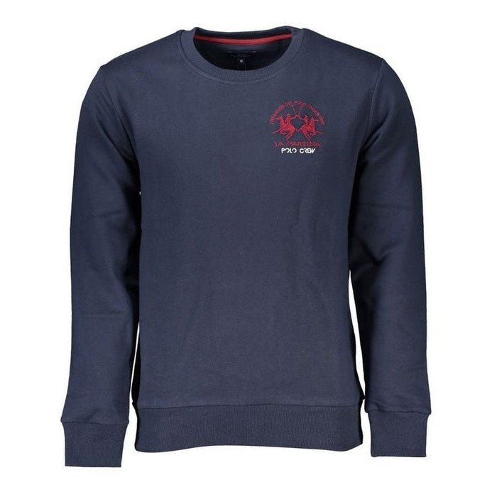La Martina Blue Cotton Men's Zip Fleece Sweatshirt - Designer | Mens Edit