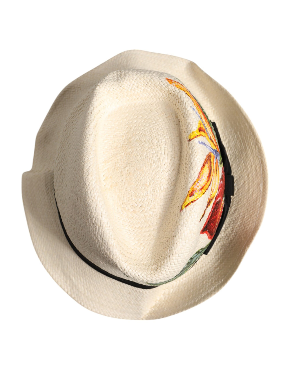 Dolce & Gabbana Straw Wide Brim Fedora Hat in Ivory