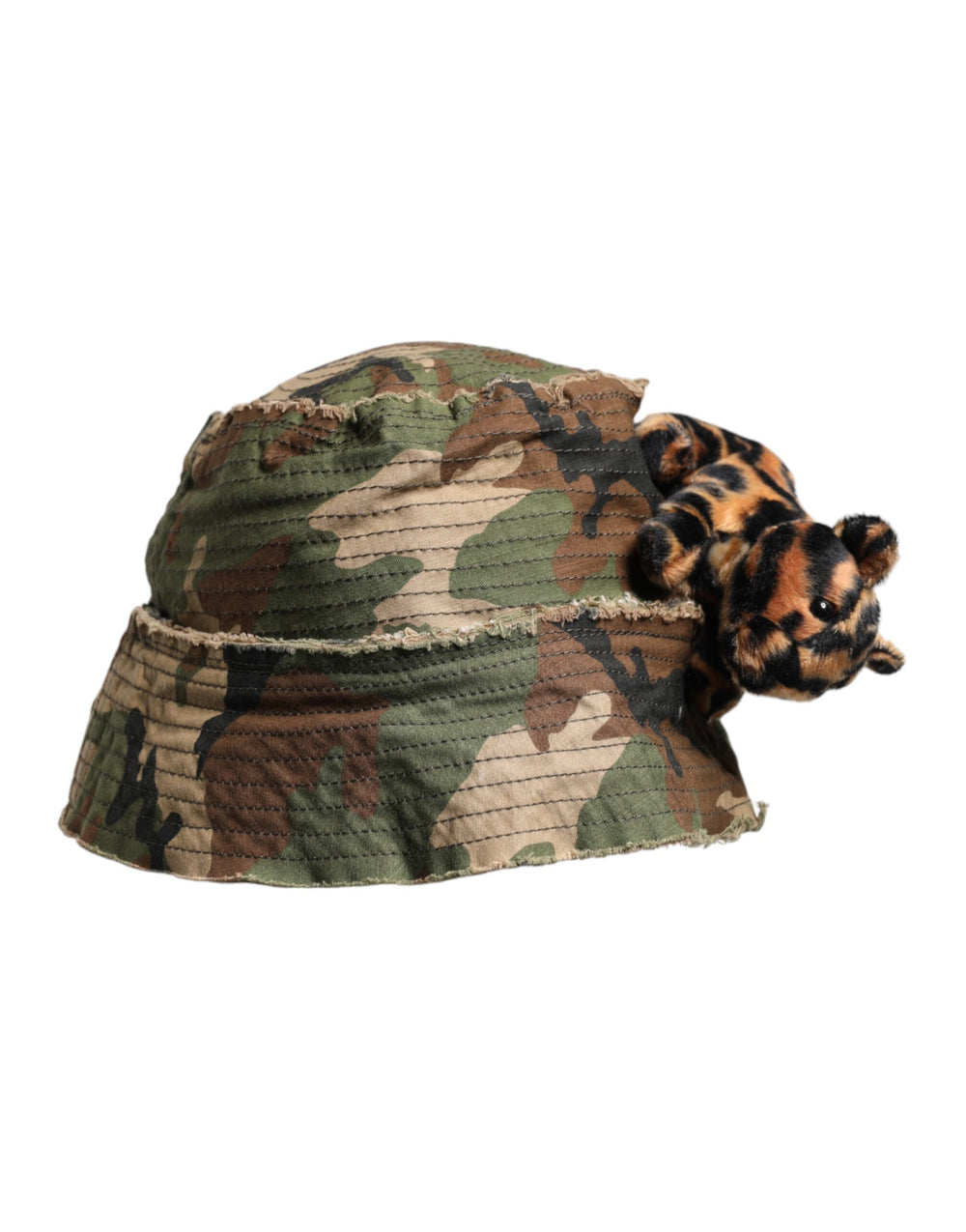 Dolce & Gabbana Multicolor Leopard Embellished Wide-Brim Bucket Hat