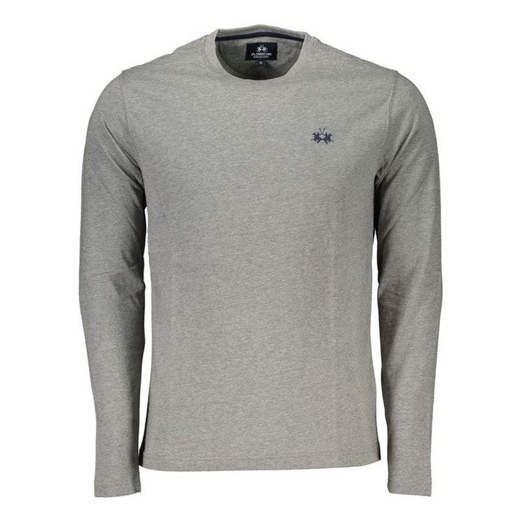 La Martina Grey Cotton Men's Luxury T-Shirt - Designer Fashion | Mens Edit