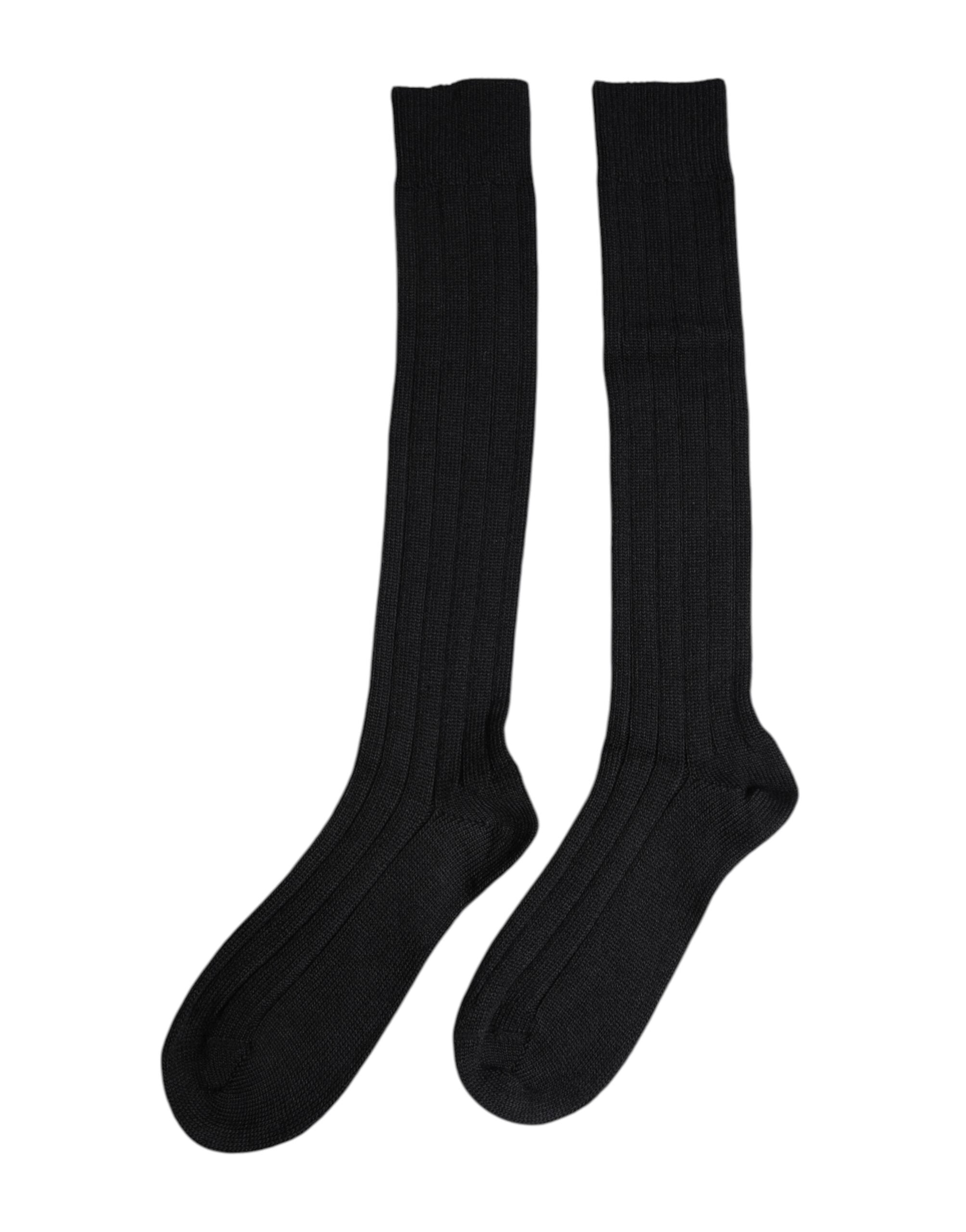 Black DG Logo Print Over The Calf Socks mens luxury fashion - Mens Edit