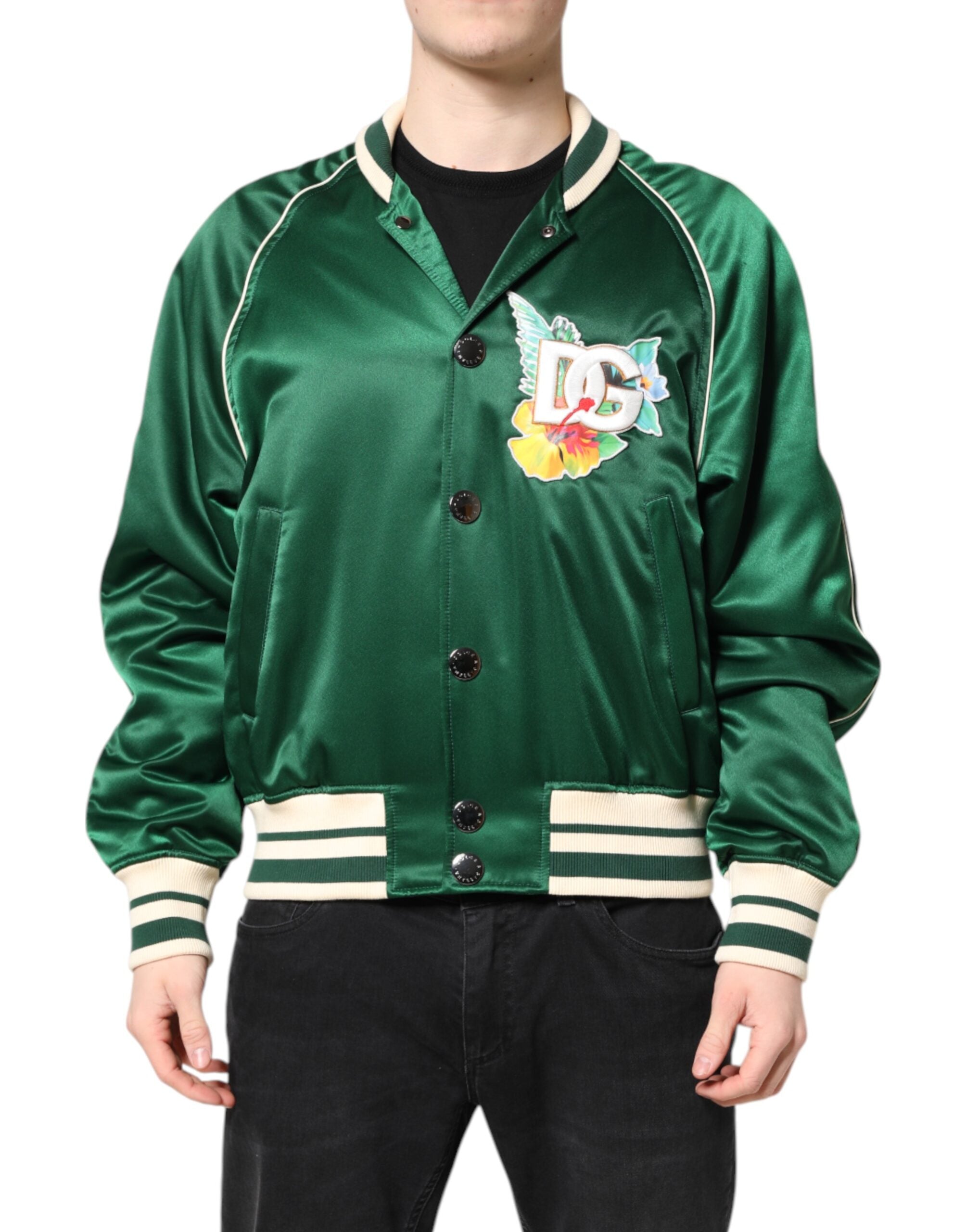 Dolce & Gabbana Floral Μπουφάν Bomber σε Πράσινο