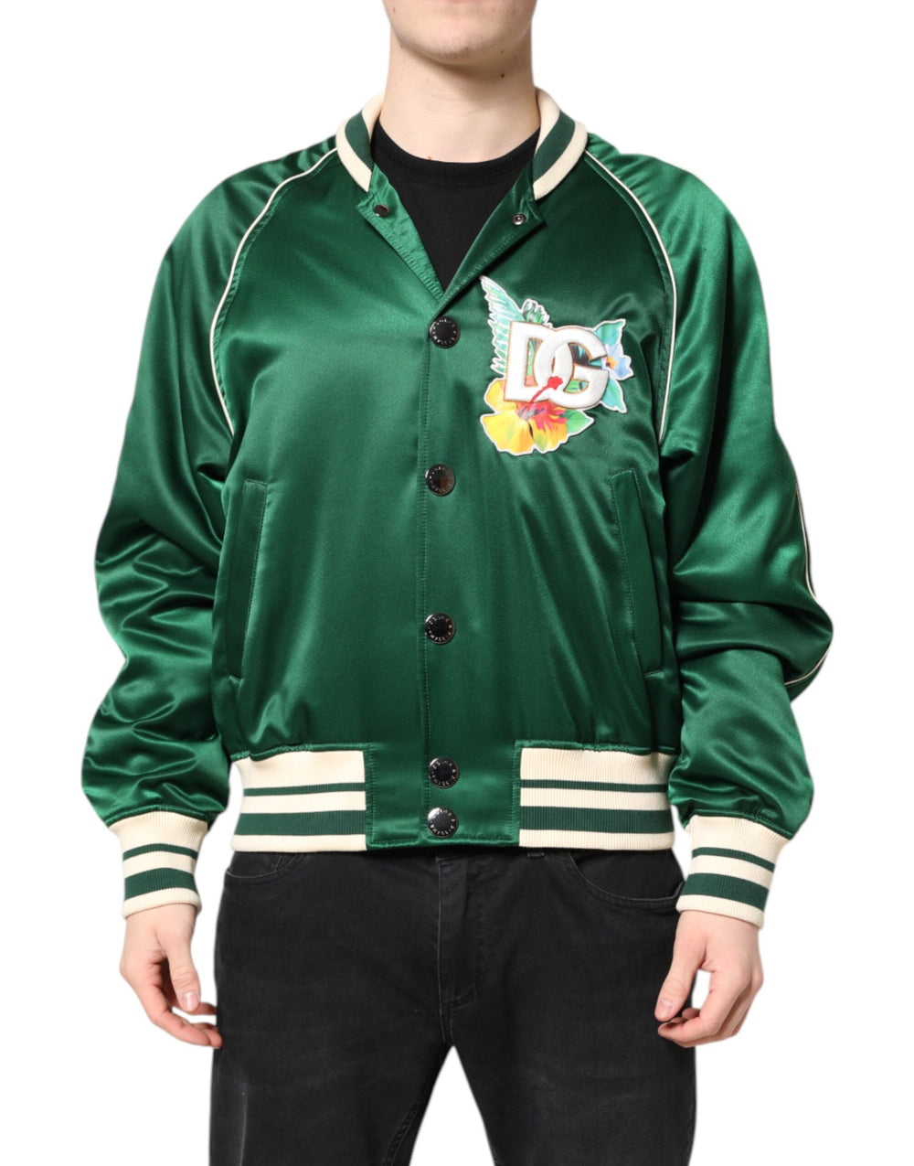 Dolce & Gabbana Floral Bomber Jacket in Green
