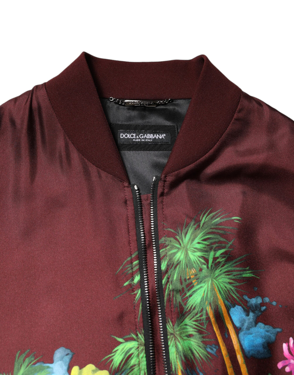 Dolce & Gabbana Silk Bomber Jacket in Maroon