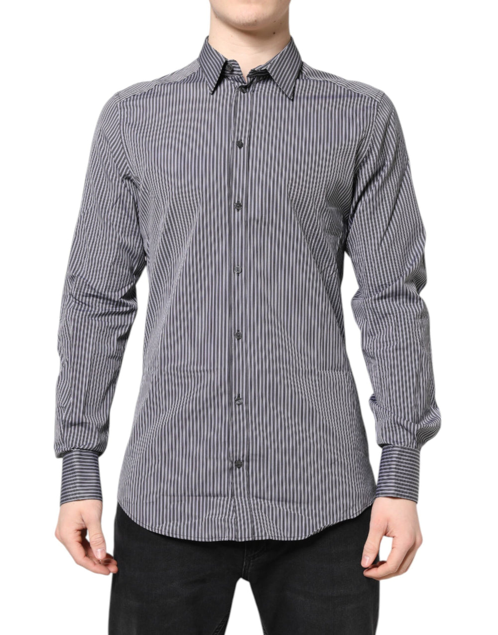 Dolce & Gabbana 100% Cotton Formal Shirt in Black and White Stripe
