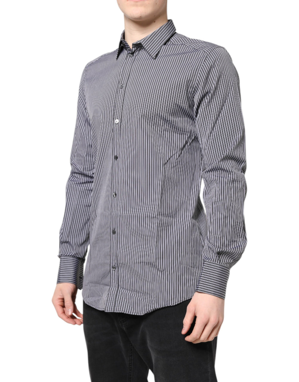 Dolce & Gabbana 100% Cotton Formal Shirt in Black and White Stripe