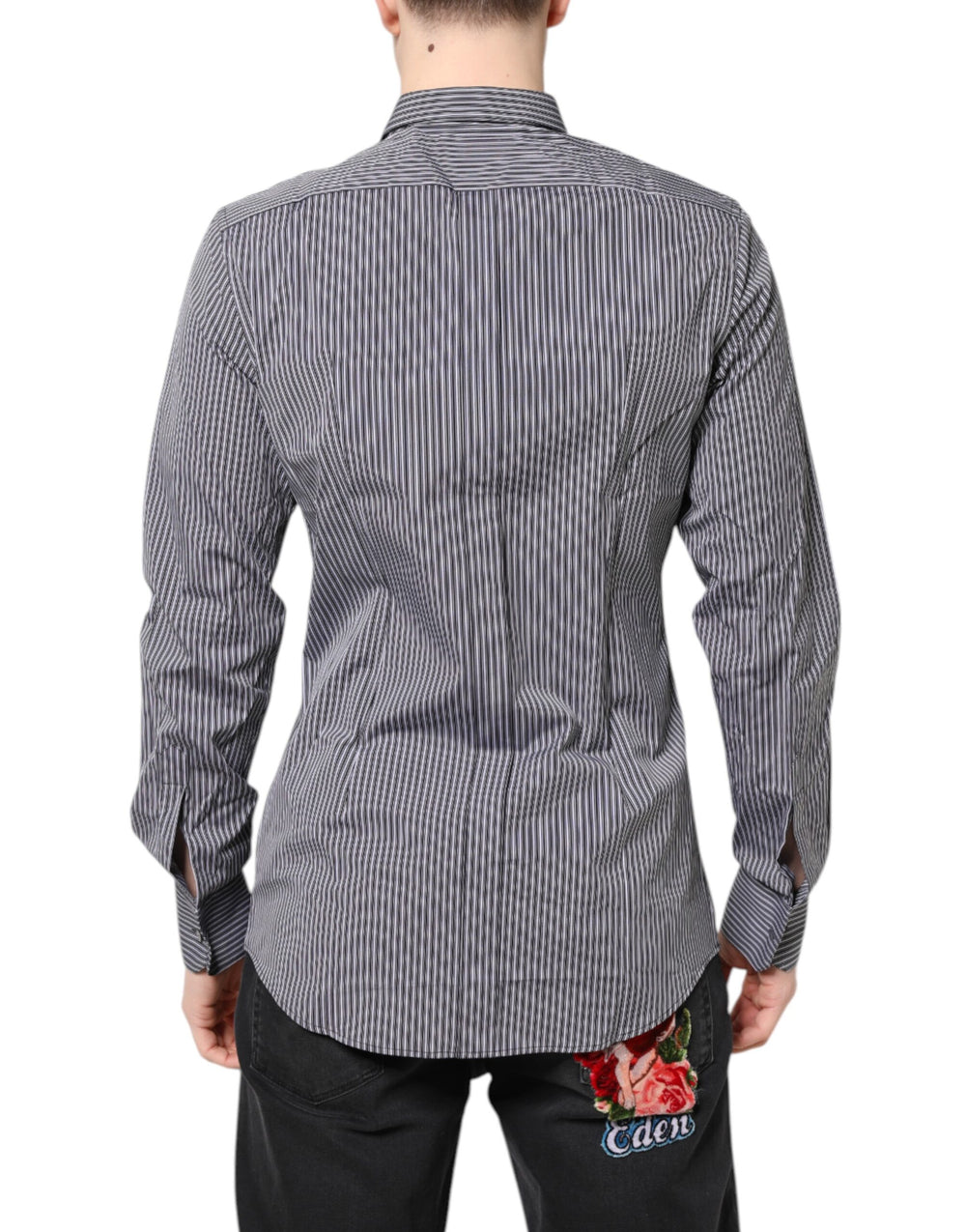 Dolce & Gabbana 100% Cotton Formal Shirt in Black and White Stripe
