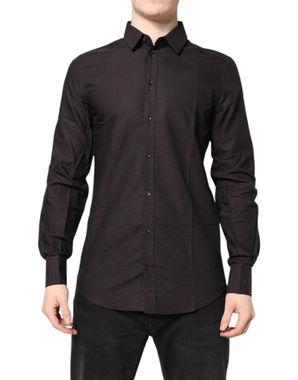 Dolce & Gabbana 100% Cotton Jacquard Dress Shirt in Maroon