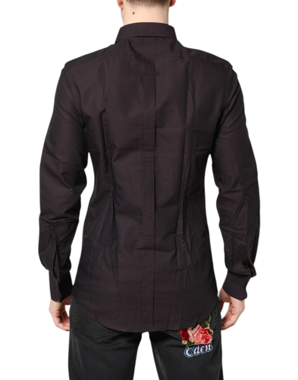 Dolce & Gabbana 100% Cotton Jacquard Dress Shirt in Maroon