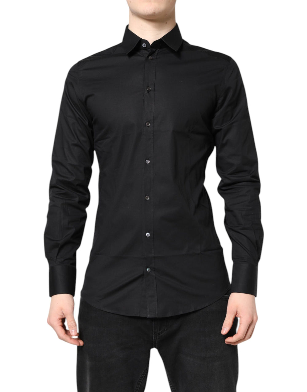 Black GOLD Cotton Long Sleeves Dress Shirt mens luxury fashion - Mens Edit
