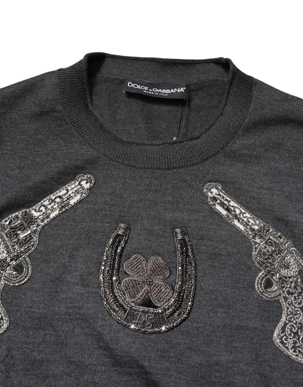 Dolce & Gabbana 100% Cashmere Crew Neck Pullover Sweater in Grey