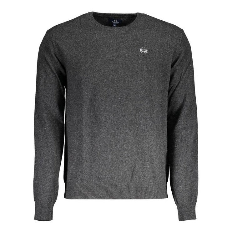 La Martina Grey Wool Men's Cable Knit Sweater - Luxury Knitwear | Mens Edit