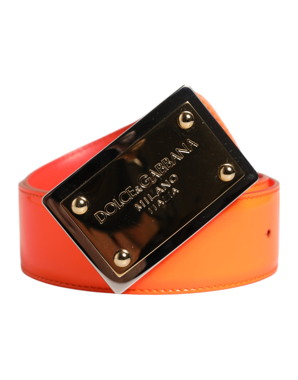 Dolce & Gabbana Calf Leather Belt in Orange