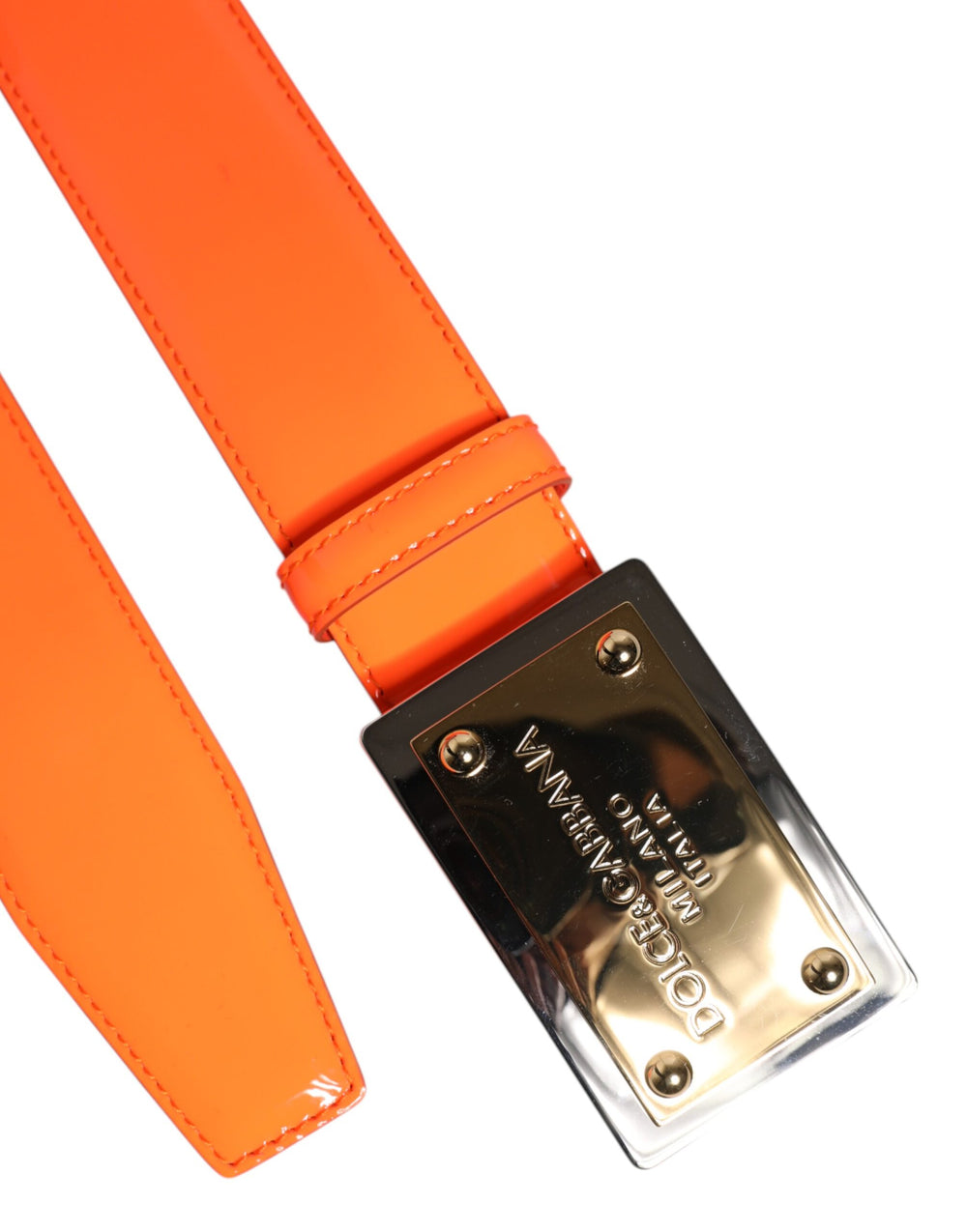 Dolce & Gabbana Calf Leather Belt in Orange