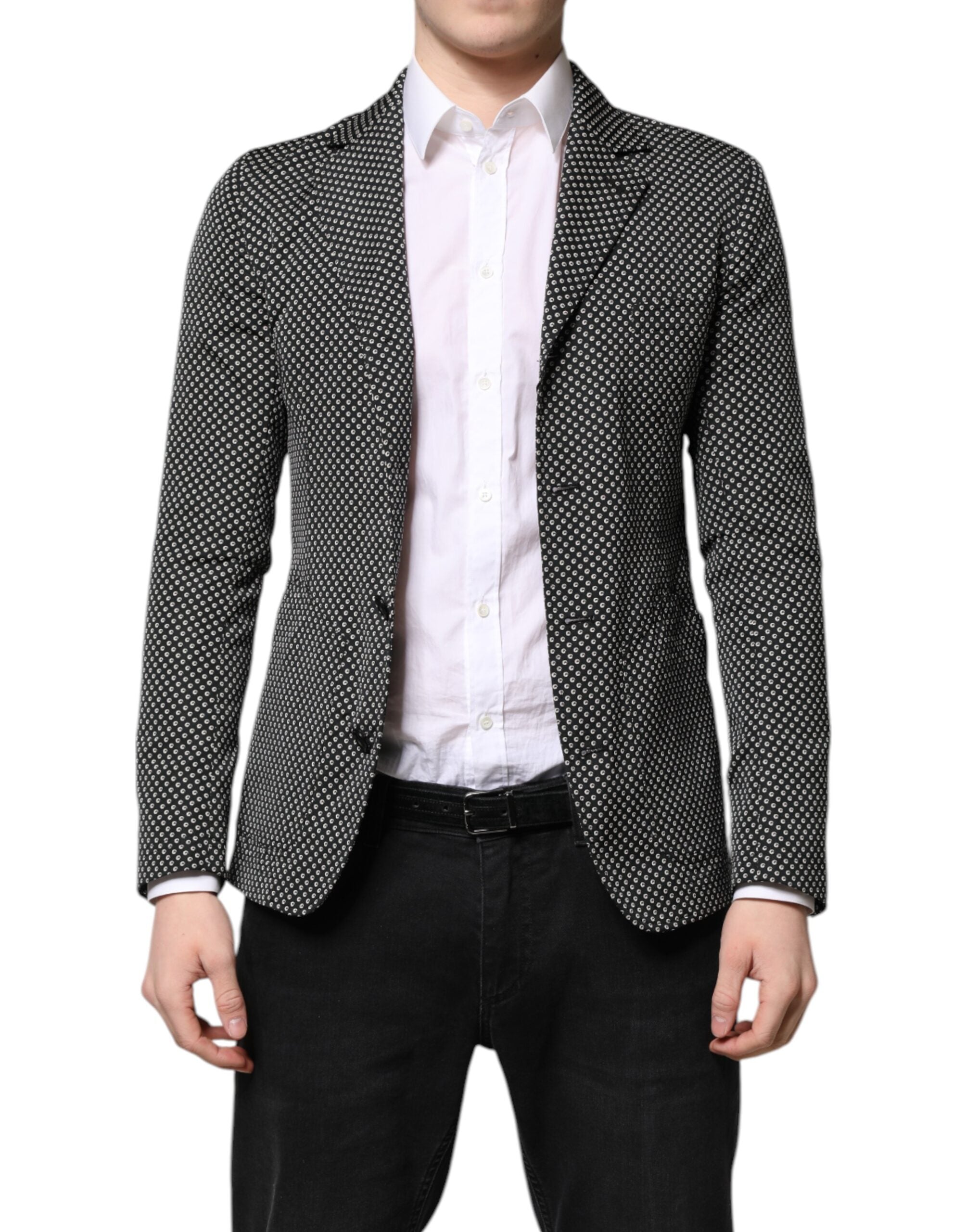 Dolce & Gabbana Patterned Single-Breasted Blazer in Black and White