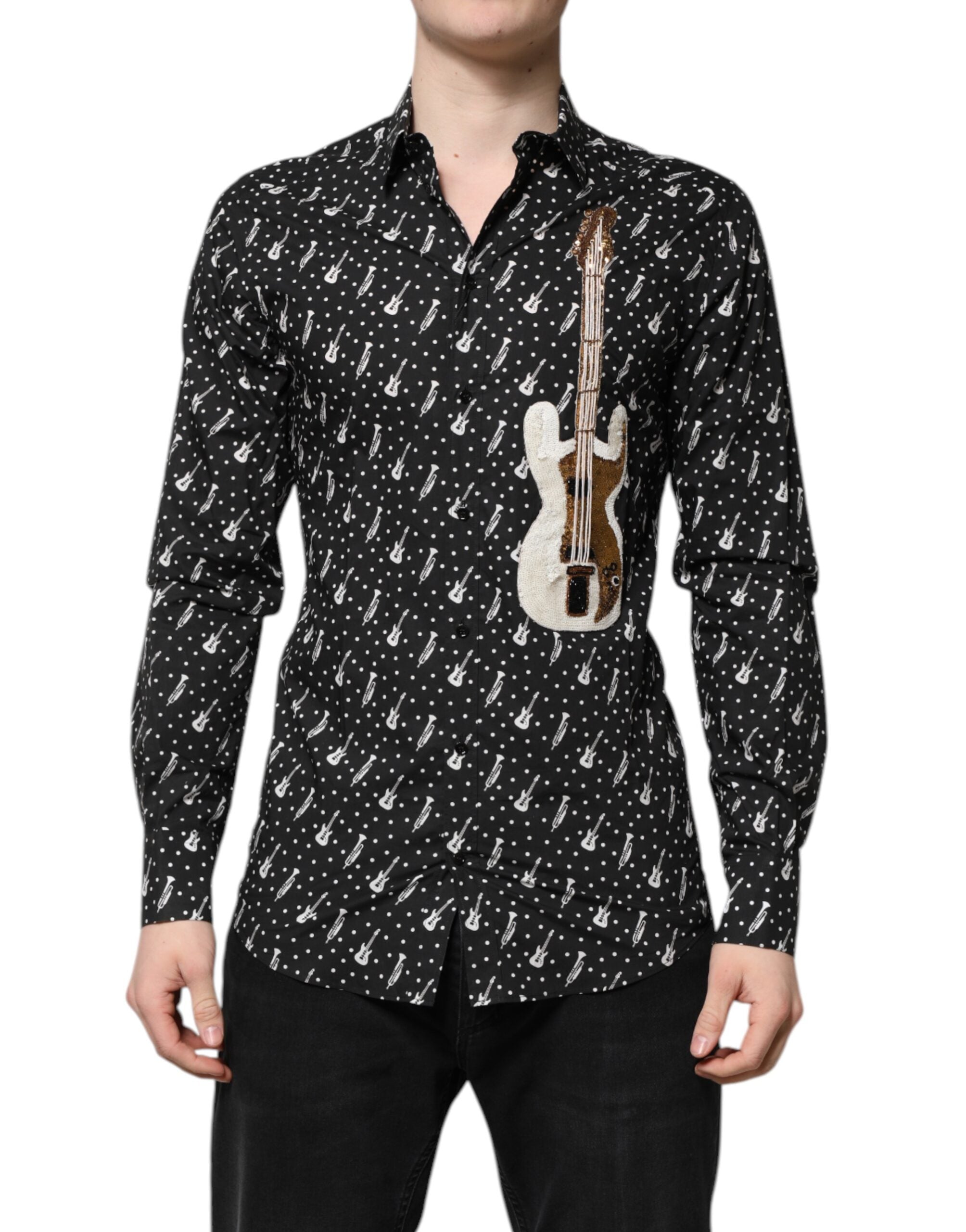 Black GOLD Instrument Embellished Shirt mens luxury fashion - Mens Edit