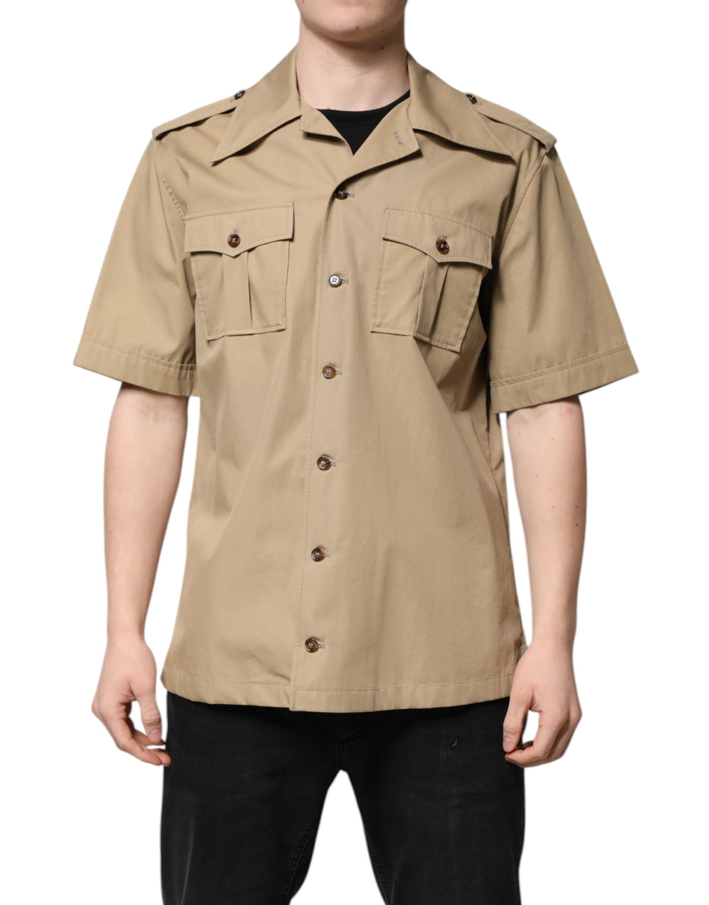 Brown Graphic Print Short Sleeves Shirt mens luxury fashion - Mens Edit
