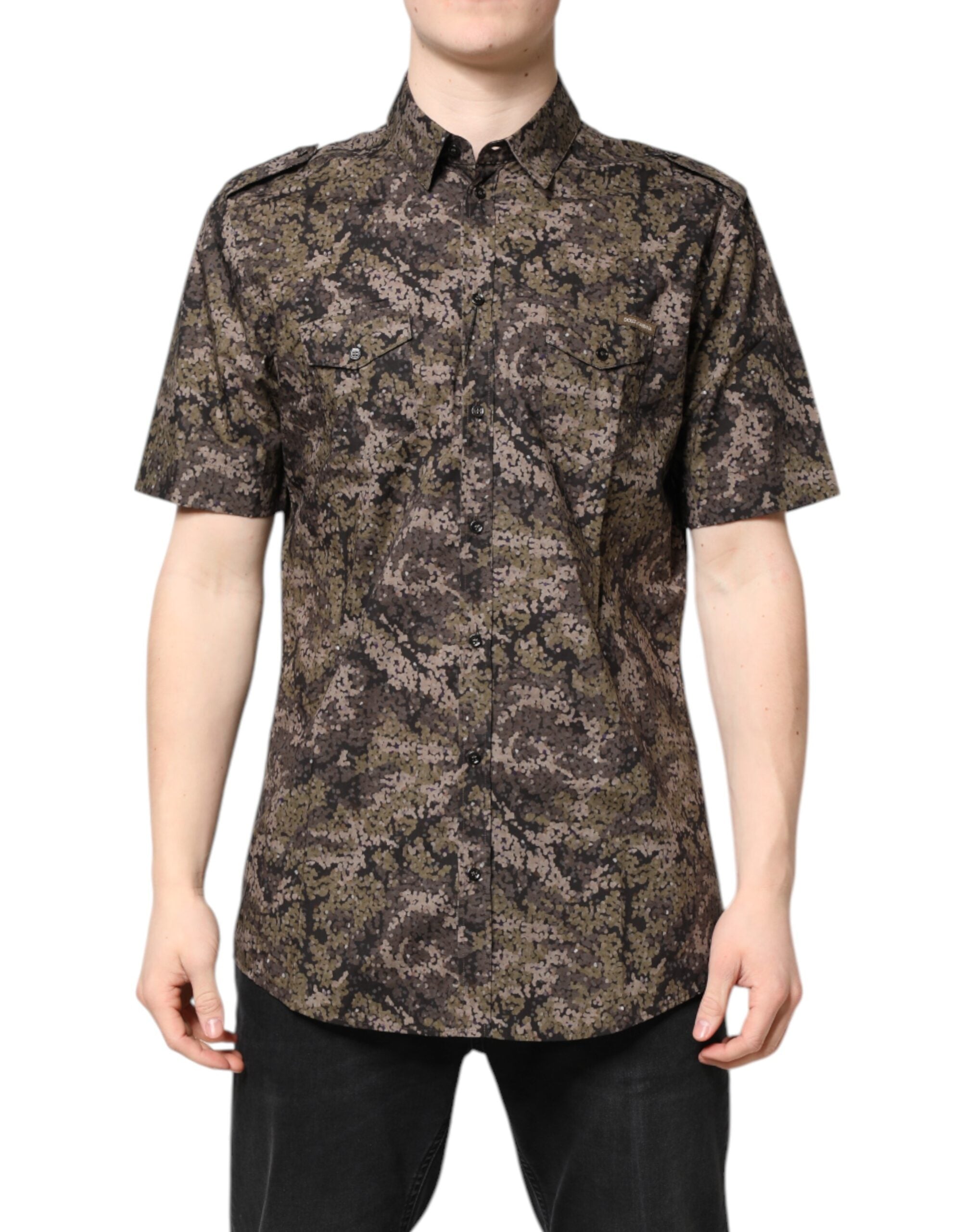 Multicolor Camouflage Button Down GOLD Shirt mens luxury fashion - Mens Edit
