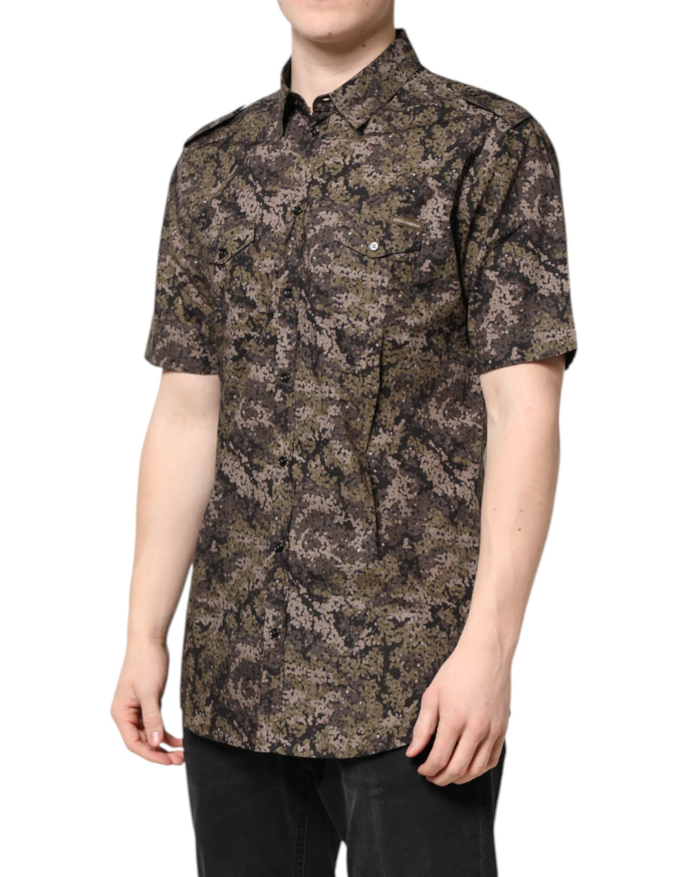 Dolce & Gabbana 100% Cotton GOLD Shirt in Multicolor Camouflage