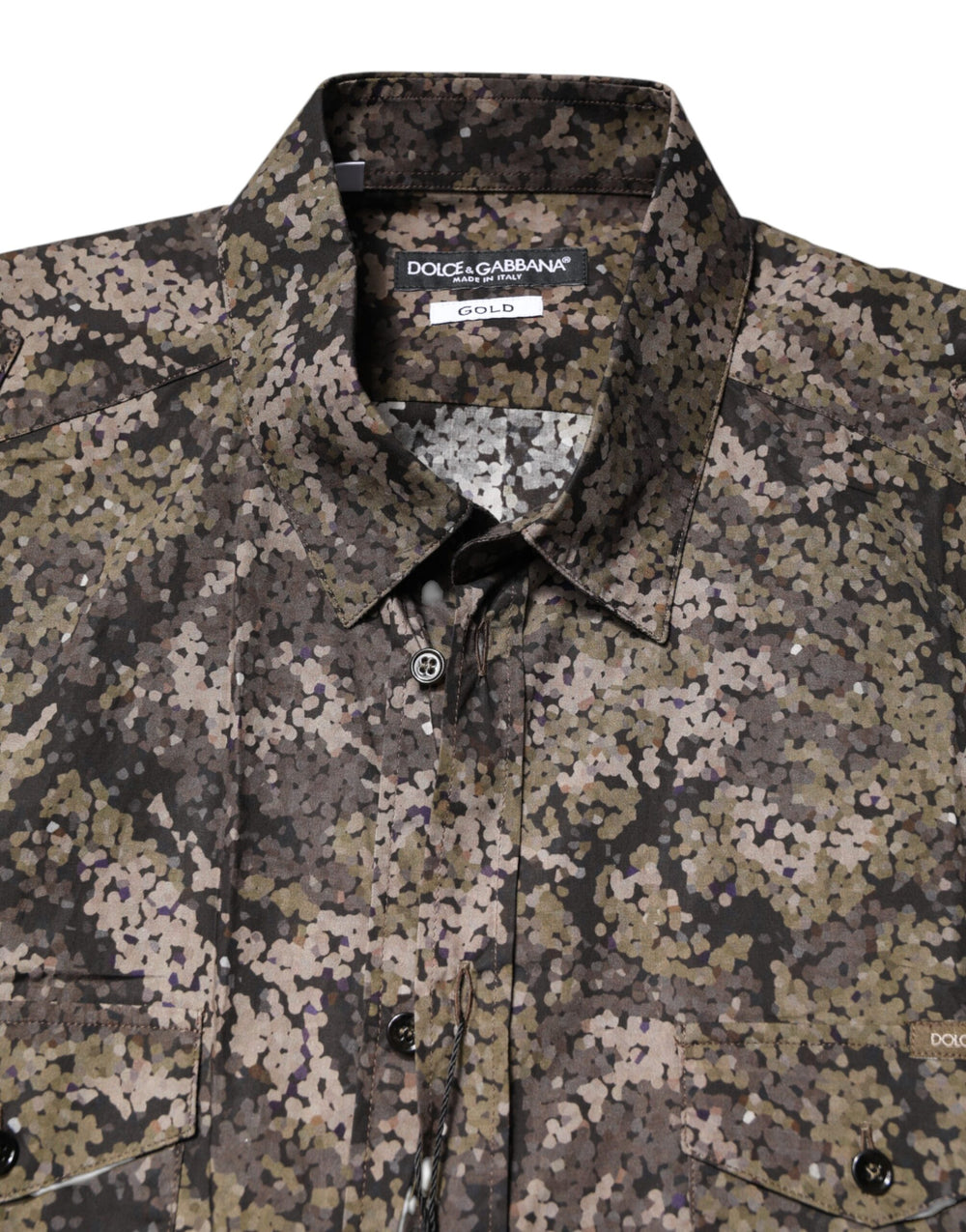 Dolce & Gabbana 100% Cotton GOLD Shirt in Multicolor Camouflage