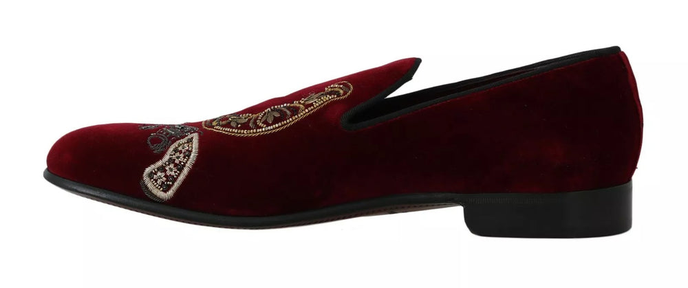 Dolce & Gabbana Cotton Velvet Loafers in Bordeaux