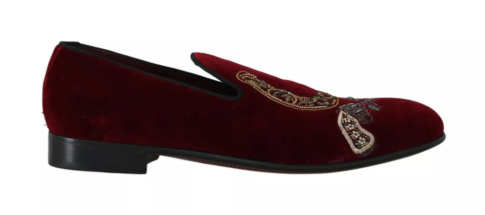 Dolce & Gabbana Cotton Velvet Loafers in Bordeaux
