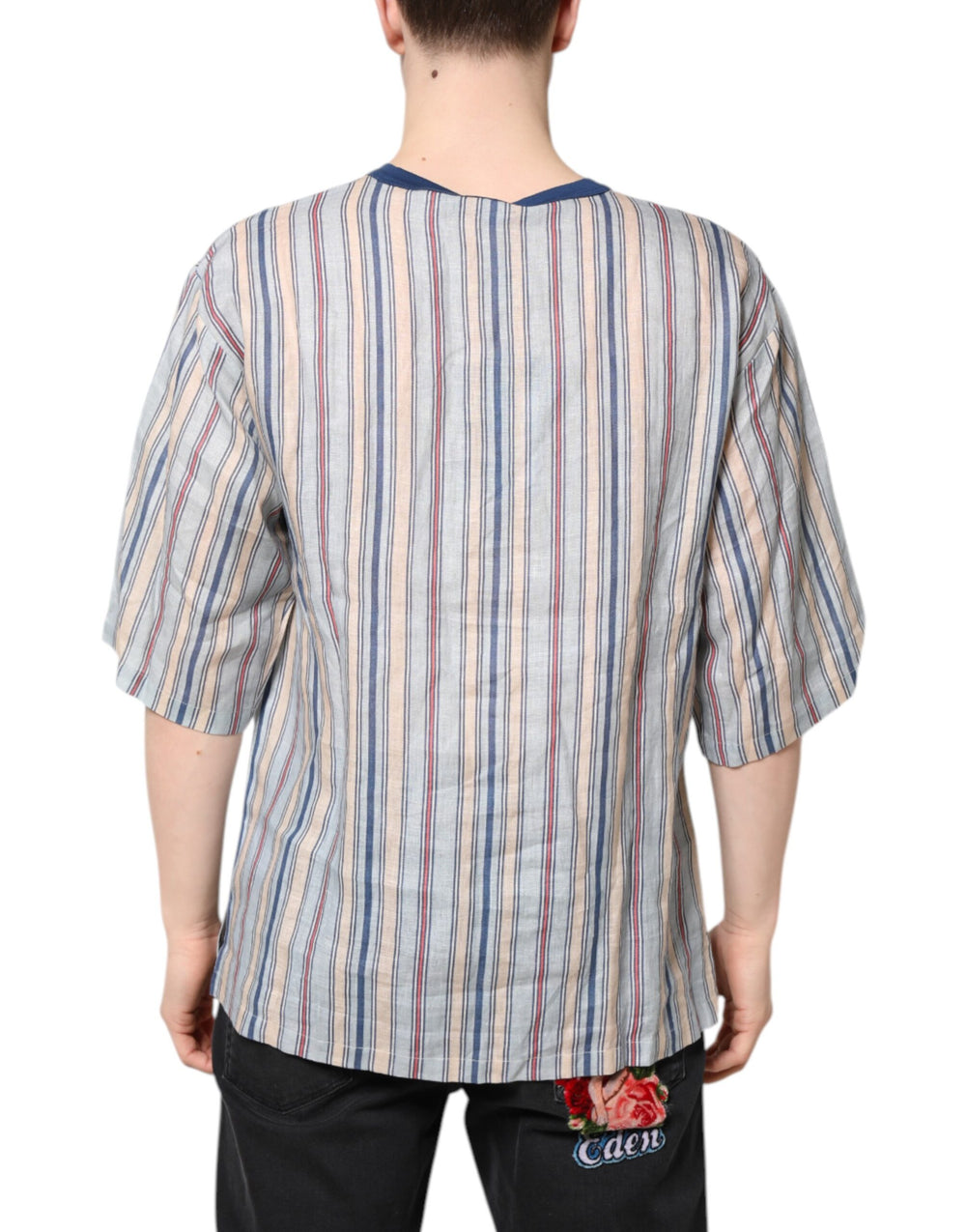 Dolce & Gabbana Linen Striped T-shirt in Multicolor