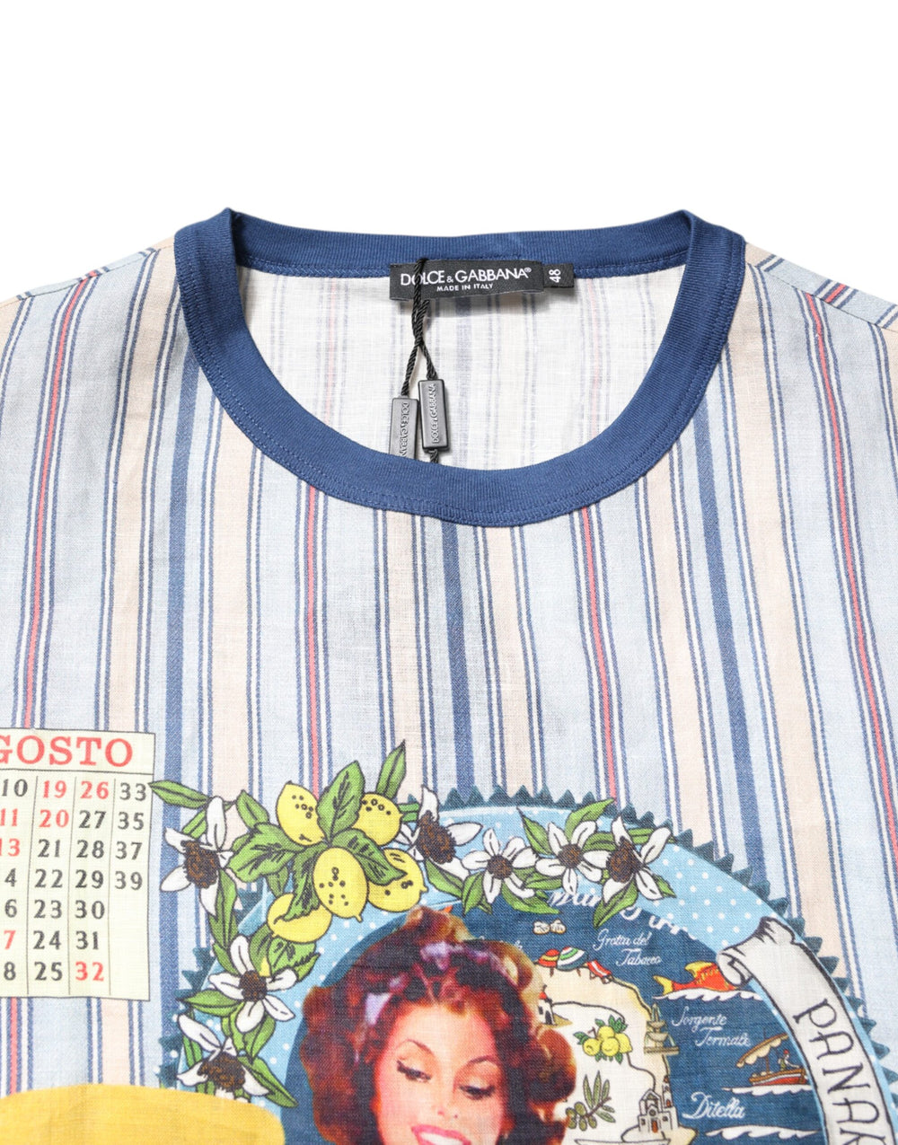 Dolce & Gabbana Linen Striped T-shirt in Multicolor