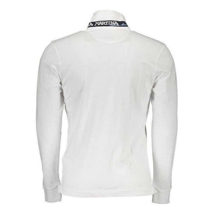 La Martina Long-Sleeve Slim Fit Polo Shirt in Blue and White