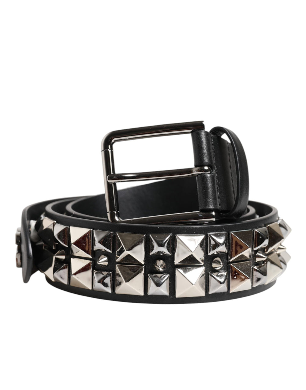 Dolce & Gabbana Calf Leather Studded Belt in Black