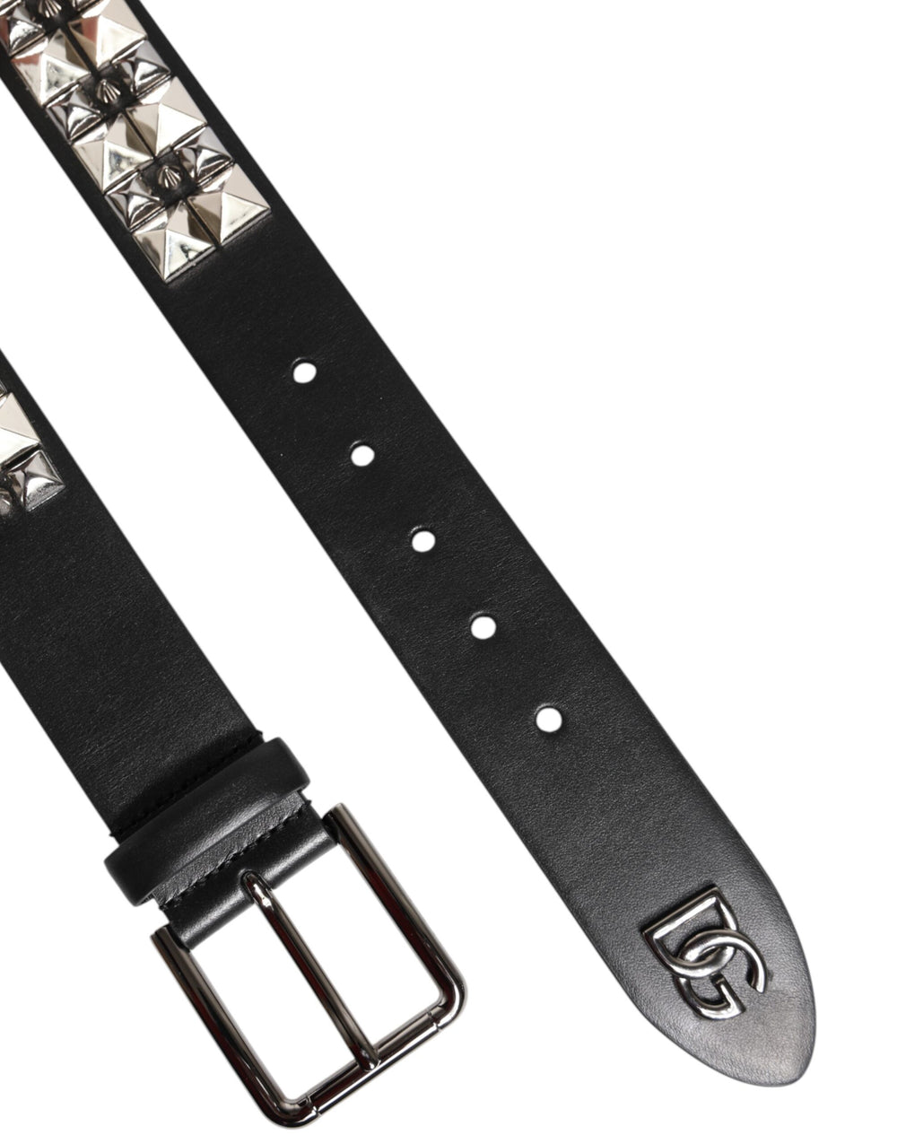 Dolce & Gabbana Calf Leather Studded Belt in Black