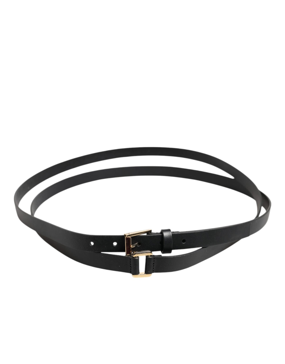 Dolce & Gabbana Calf Leather Double Strap Belt in Black