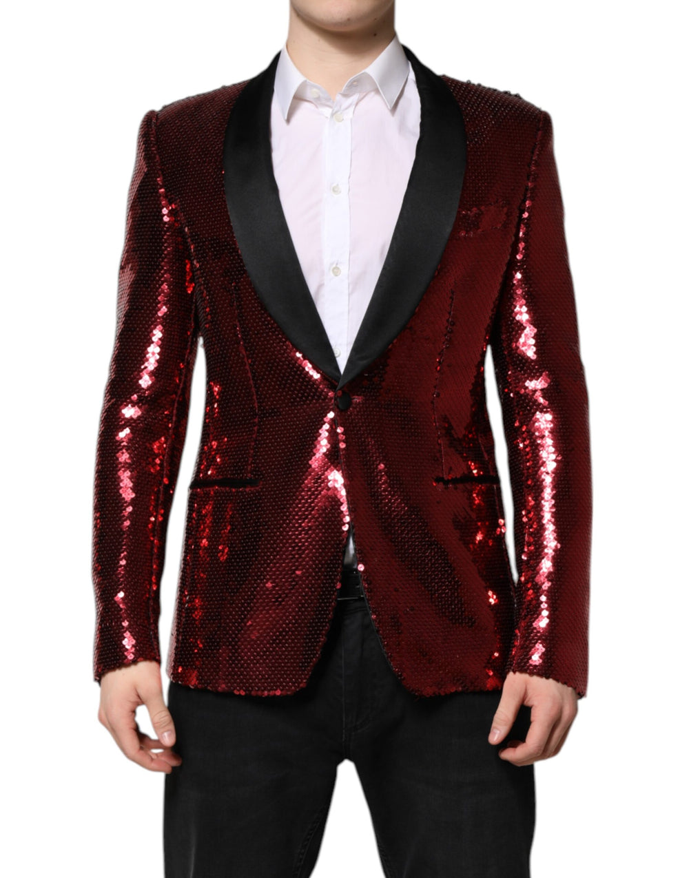 Dolce & Gabbana SICILIA Sequin Blazer in Red